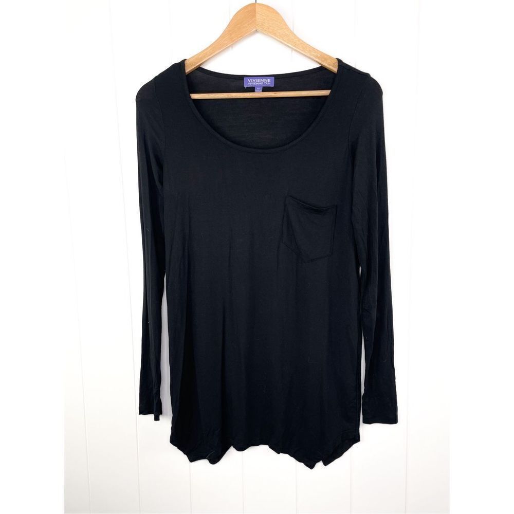 Vivienne Tam Black‎ Scoop Neck Tunic Top Size XS